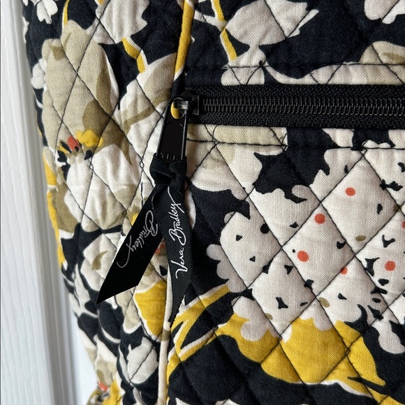 Vera Bradley Black & Yellow Floral Quilted Bag resort teacher vacation tote - Picture 2 of 5
